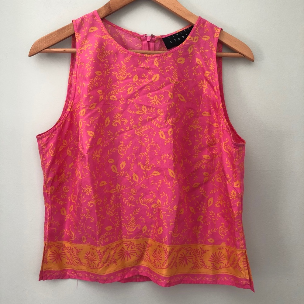 Vintage 90’s 100% silk crop shell sz10